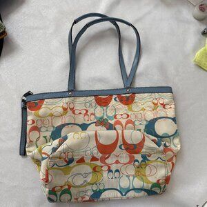 Coach Rainbow Signature C Totebag with Matching Wallet
